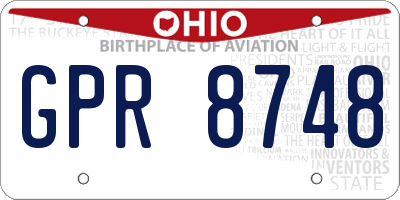 OH license plate GPR8748