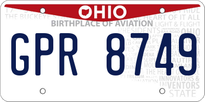 OH license plate GPR8749
