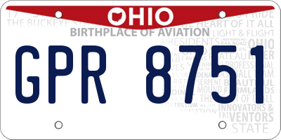 OH license plate GPR8751