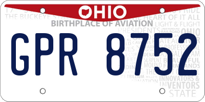 OH license plate GPR8752