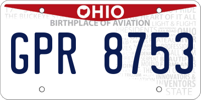 OH license plate GPR8753