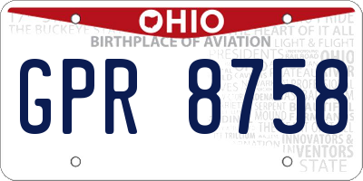OH license plate GPR8758
