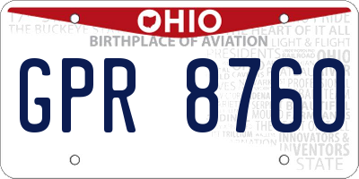 OH license plate GPR8760
