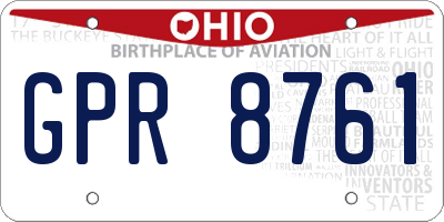 OH license plate GPR8761