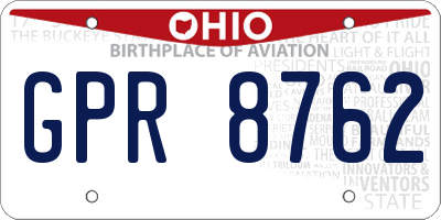 OH license plate GPR8762