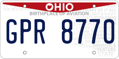 OH license plate GPR8770