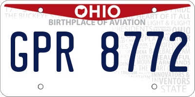 OH license plate GPR8772