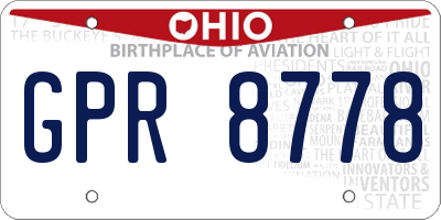 OH license plate GPR8778