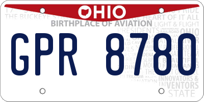 OH license plate GPR8780