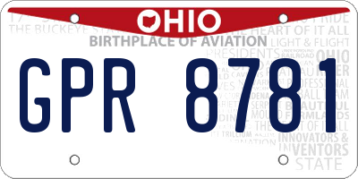 OH license plate GPR8781