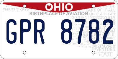 OH license plate GPR8782