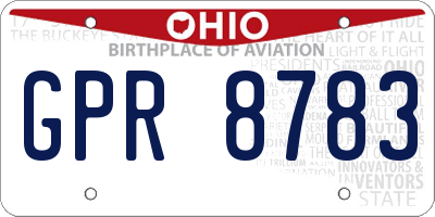 OH license plate GPR8783