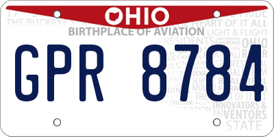 OH license plate GPR8784