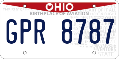 OH license plate GPR8787
