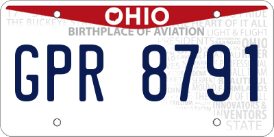 OH license plate GPR8791
