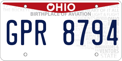 OH license plate GPR8794
