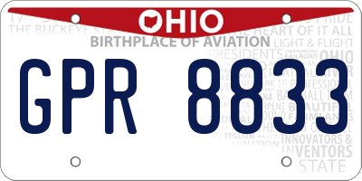 OH license plate GPR8833