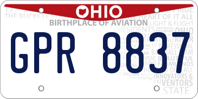OH license plate GPR8837