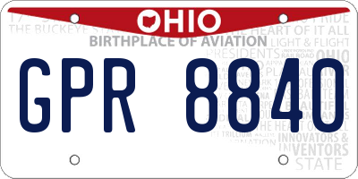 OH license plate GPR8840