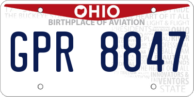 OH license plate GPR8847