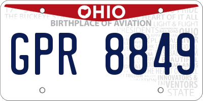OH license plate GPR8849