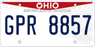 OH license plate GPR8857