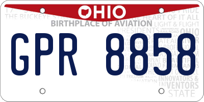 OH license plate GPR8858