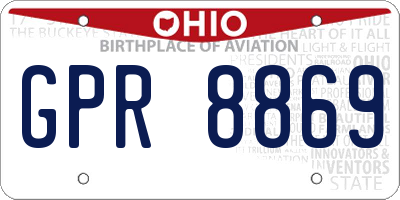 OH license plate GPR8869