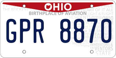 OH license plate GPR8870