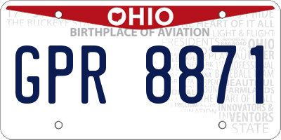 OH license plate GPR8871