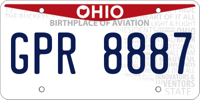 OH license plate GPR8887