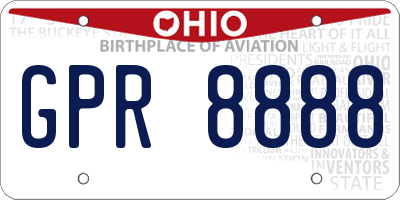 OH license plate GPR8888