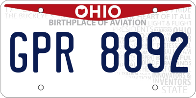 OH license plate GPR8892