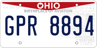 OH license plate GPR8894