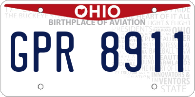 OH license plate GPR8911