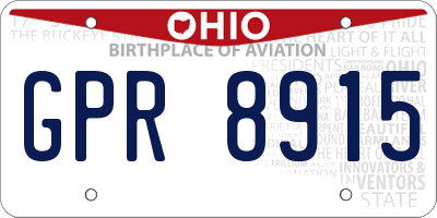 OH license plate GPR8915