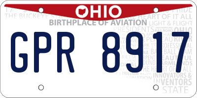 OH license plate GPR8917