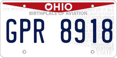OH license plate GPR8918