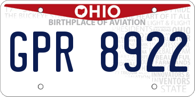 OH license plate GPR8922