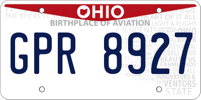 OH license plate GPR8927