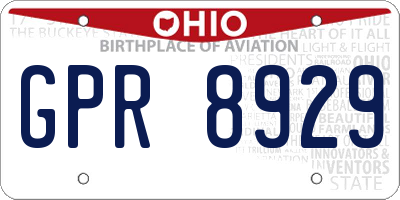OH license plate GPR8929