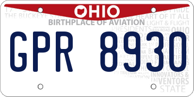 OH license plate GPR8930