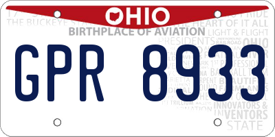 OH license plate GPR8933
