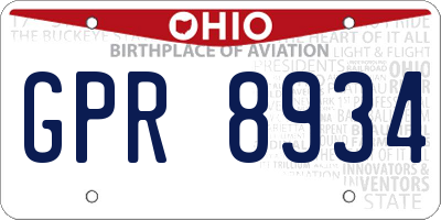OH license plate GPR8934