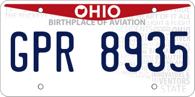 OH license plate GPR8935
