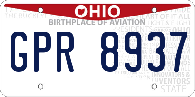 OH license plate GPR8937
