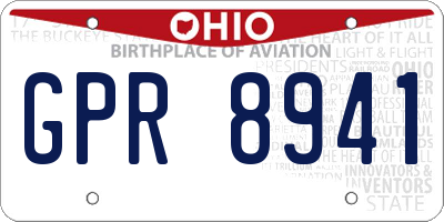 OH license plate GPR8941