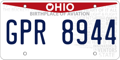 OH license plate GPR8944