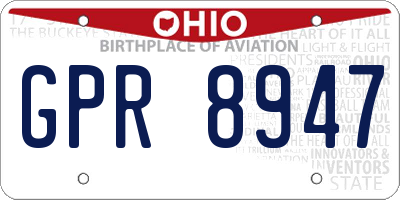 OH license plate GPR8947