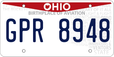OH license plate GPR8948